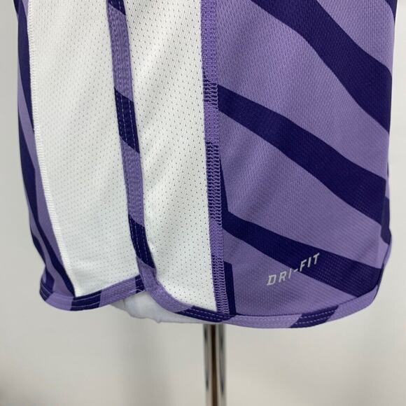 Nike Tank Top Womens XS Extra Small Purple Striped Dri Fit Mesh Panels Running - Picture 5 of 13